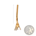 A sleek gold-colored stainless steel 21cm fork with a modern tapered handle for watermelon slicing and cutting