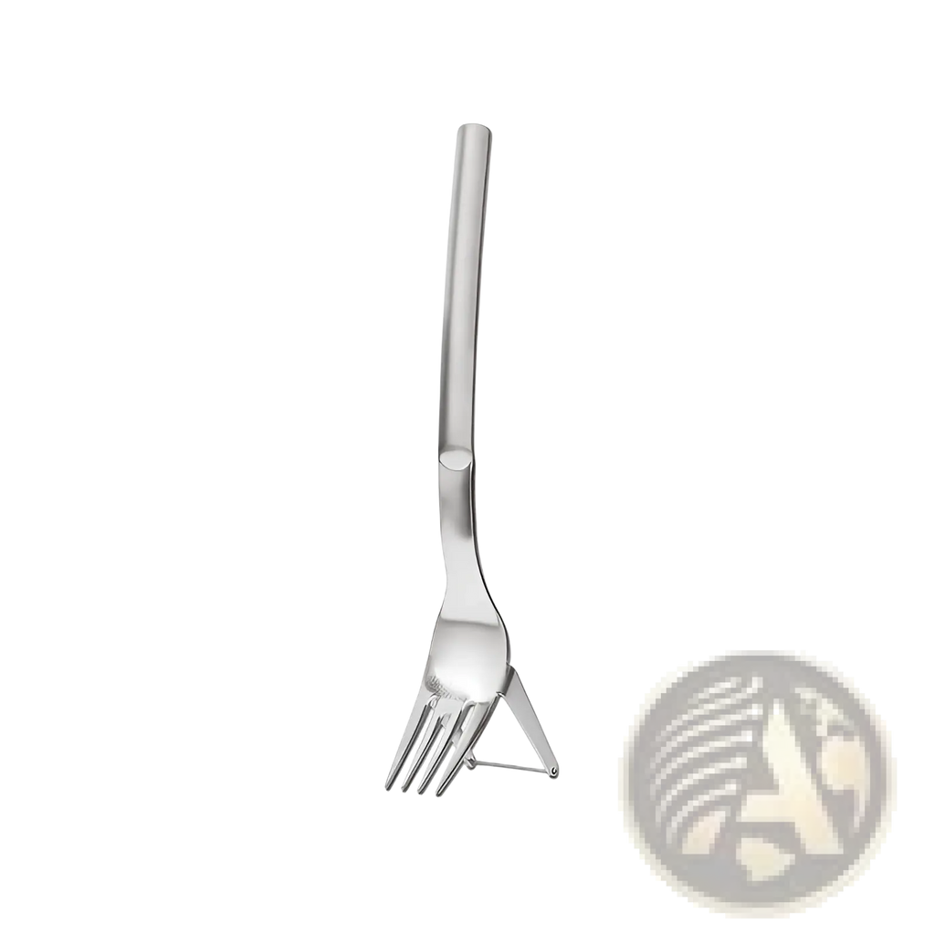 Watermelon slicer fork stainless steel cutter 2-in-1 featuring a sleek polished 21cm fork with four tines