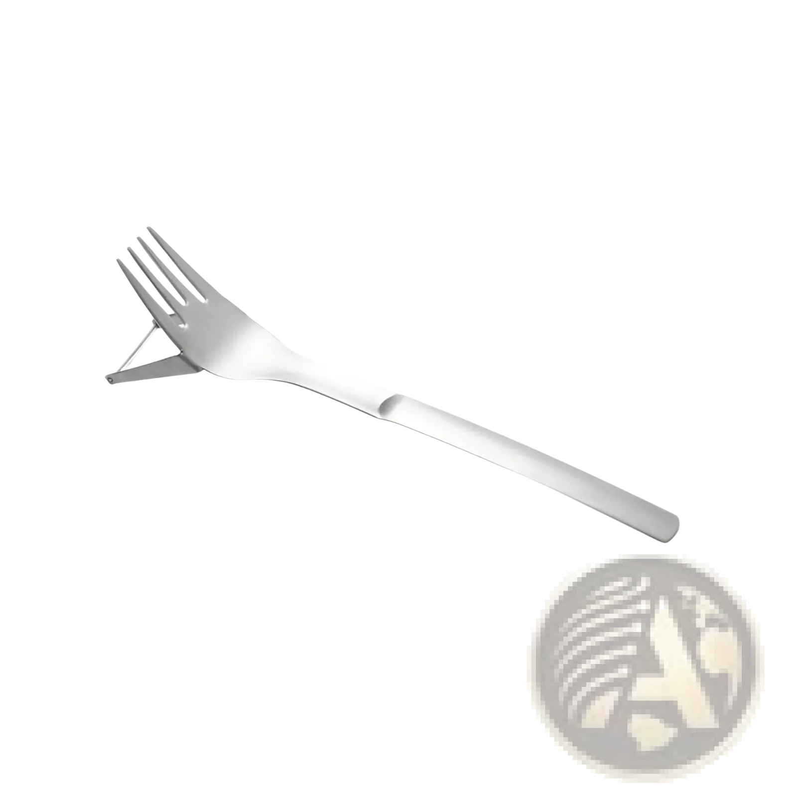 A sleek stainless steel watermelon slicer fork with a modern design and polished finish 2-in-1 cutter
