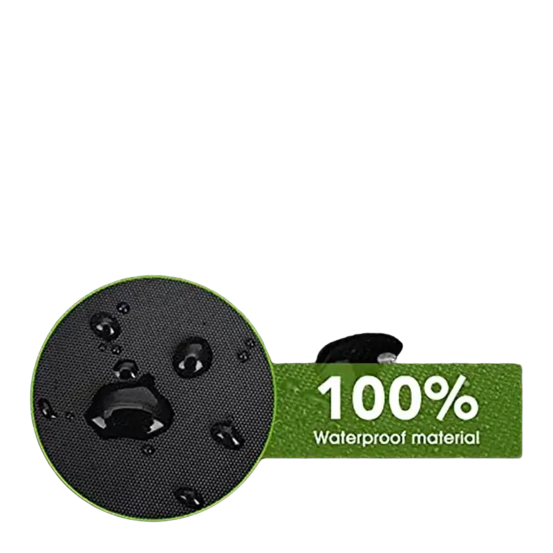 Black textured waterproof 210d outdoor patio furniture cover with water droplets showcasing 100 percent waterproof material l d h contact customer service