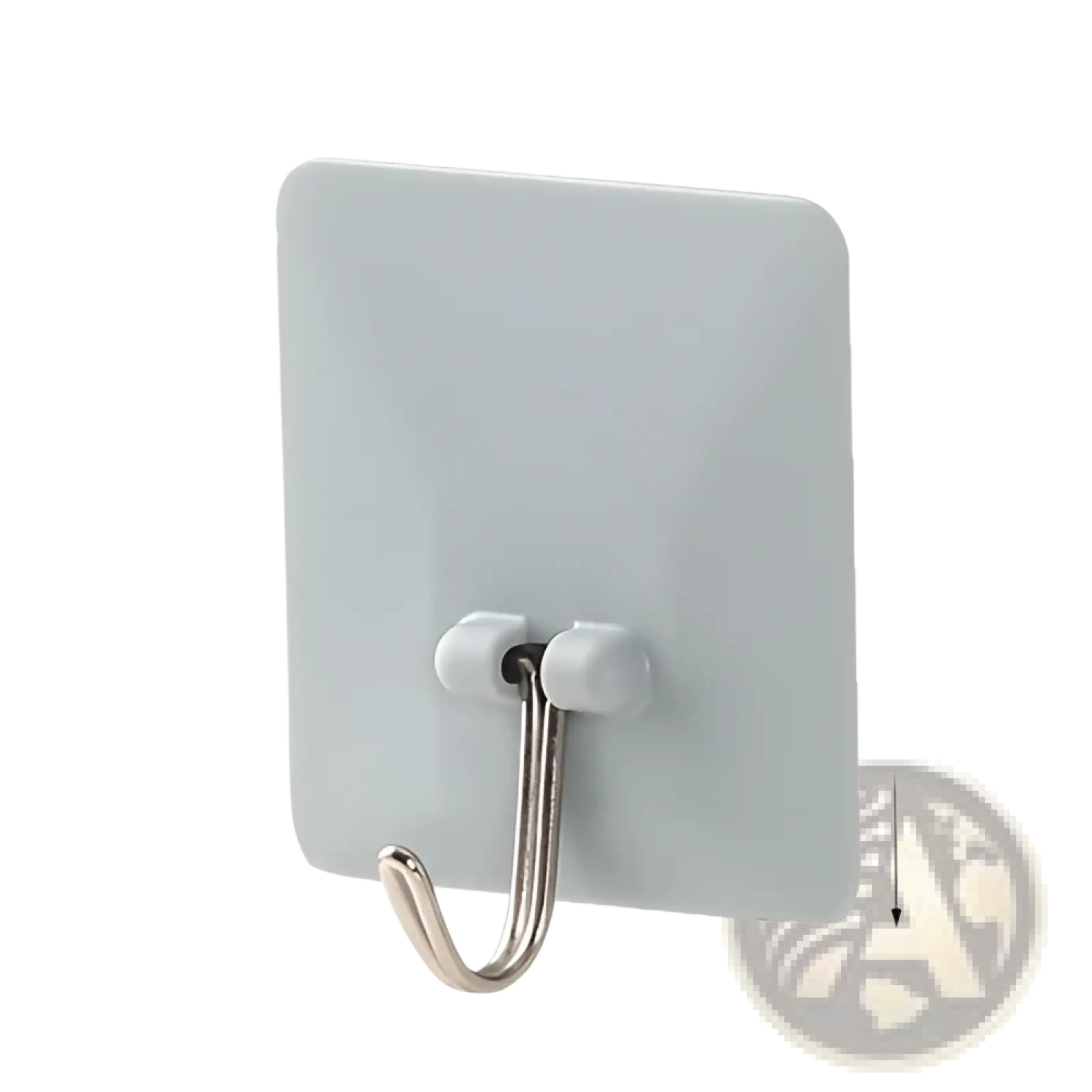 White waterproof adhesive wall hook with a metallic silver j-shaped hook for secure hanging