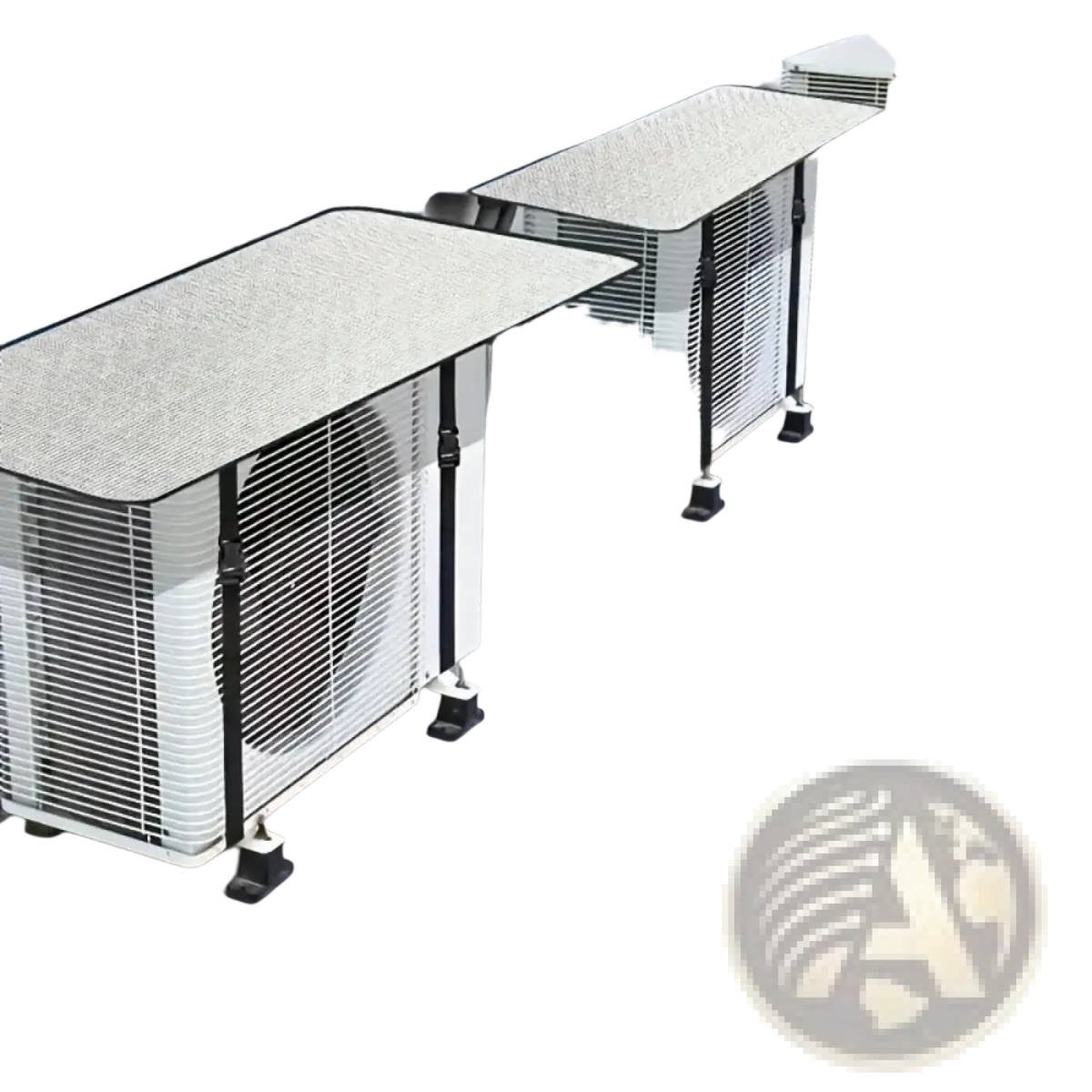 Beige textured waterproof air conditioner cover made of durable material for outdoor sunshade protection