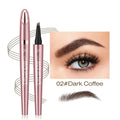 Rose gold waterproof 4-fork liquid eyebrow pencil in dark coffee shade with fine brush tip for natural definition
