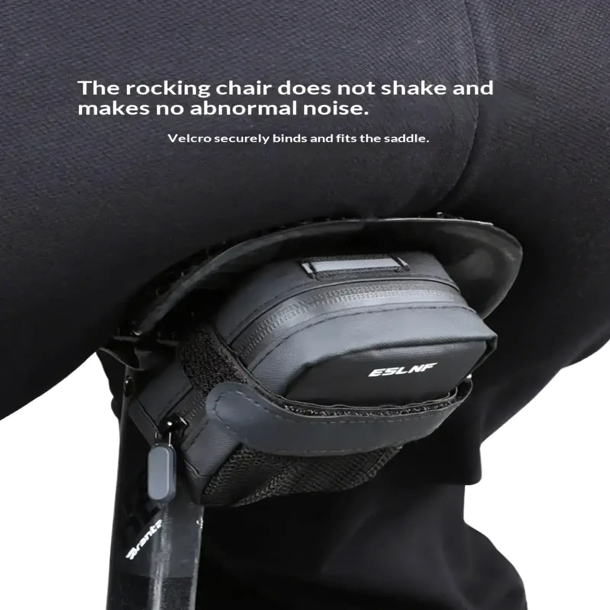Black eslnf brand waterproof bicycle saddle bag with mesh and zipper details for repair tools storage