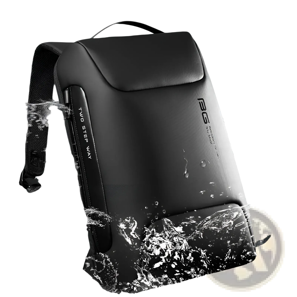 Black rgs two step way waterproof business laptop backpack with sleek water-resistant textured surface and usb port