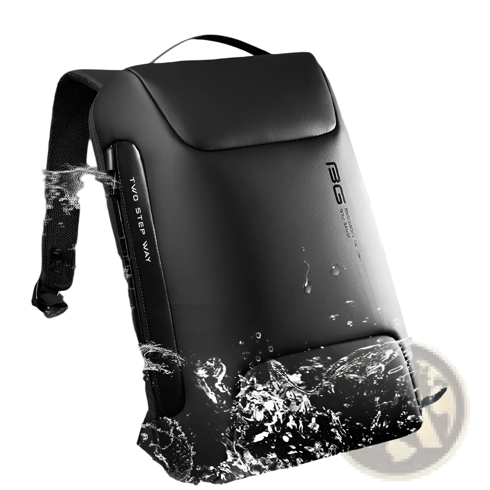 Black rgs two step way waterproof business laptop backpack with sleek water-resistant textured surface and usb port