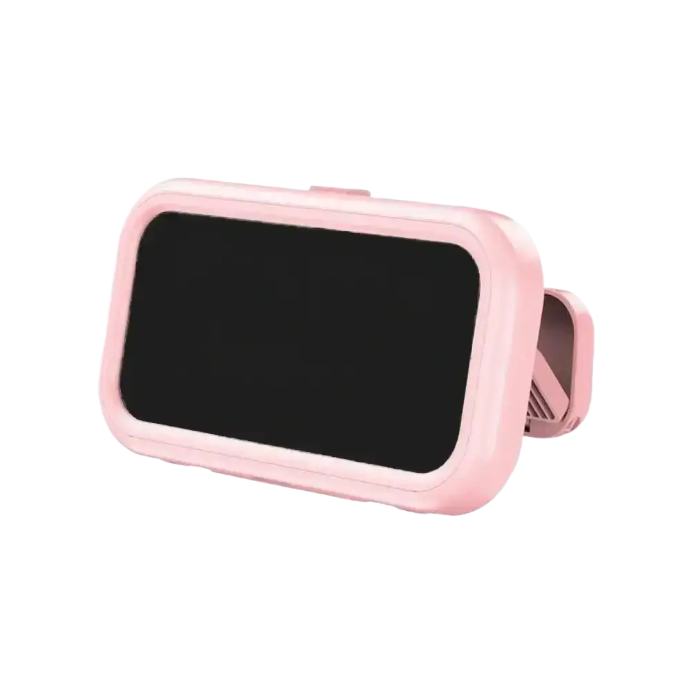 Pink silicone waterproof case 360 degree rotating shower phone holder with black screen area and built-in stand
