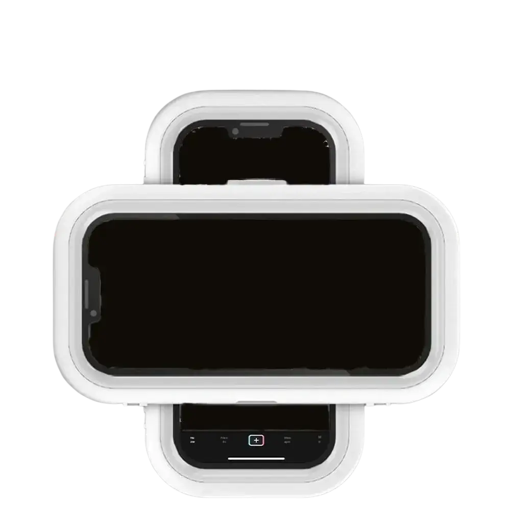 White waterproof case with sleek rounded rectangular design and smooth surface for 360 degree rotating shower phone holder