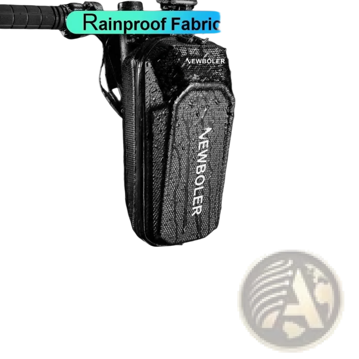 Black rainproof fabric waterproof electric scooter handlebar bag with newboler branding and hard shell protection