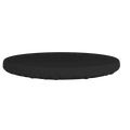 Black circular cushion with plush texture and raised edges for use with waterproof garden table covers oxford cloth