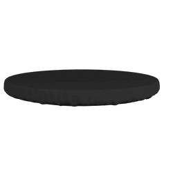 Black circular cushion with plush texture and raised edges for use with waterproof garden table covers oxford cloth