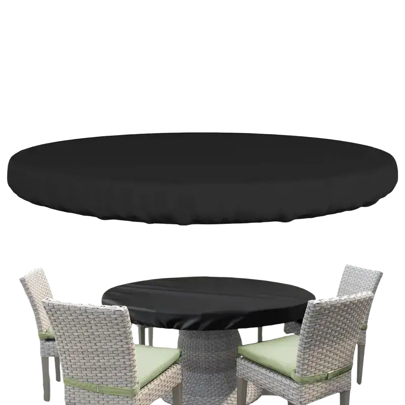 Black round waterproof garden table cover made of durable oxford cloth for outdoor use garden table covers