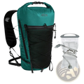 Teal and black waterproof hiking backpack with mesh back panel fastpacker 30 model for lightweight travel use