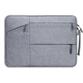 Gray textured waterproof laptop sleeve briefcase with zipper compartments and side handle for 13 to 16 inch notebooks