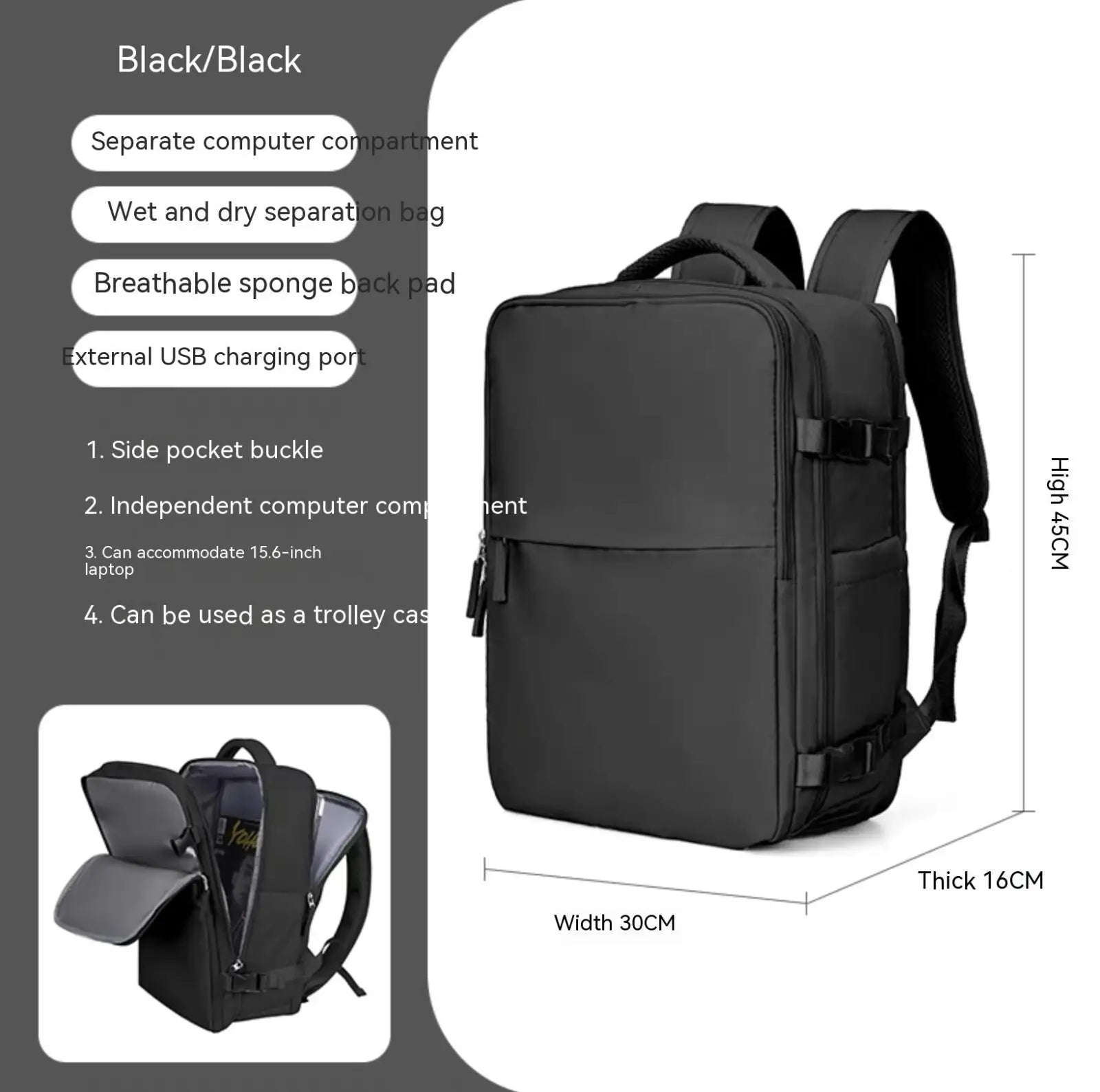 Waterproof laptop travel backpack compartments arba – ARBA Global