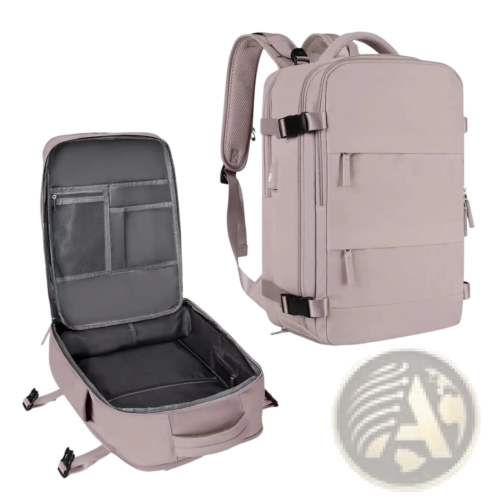 A sleek light gray waterproof laptop travel backpack with minimalist design and black zipper pulls