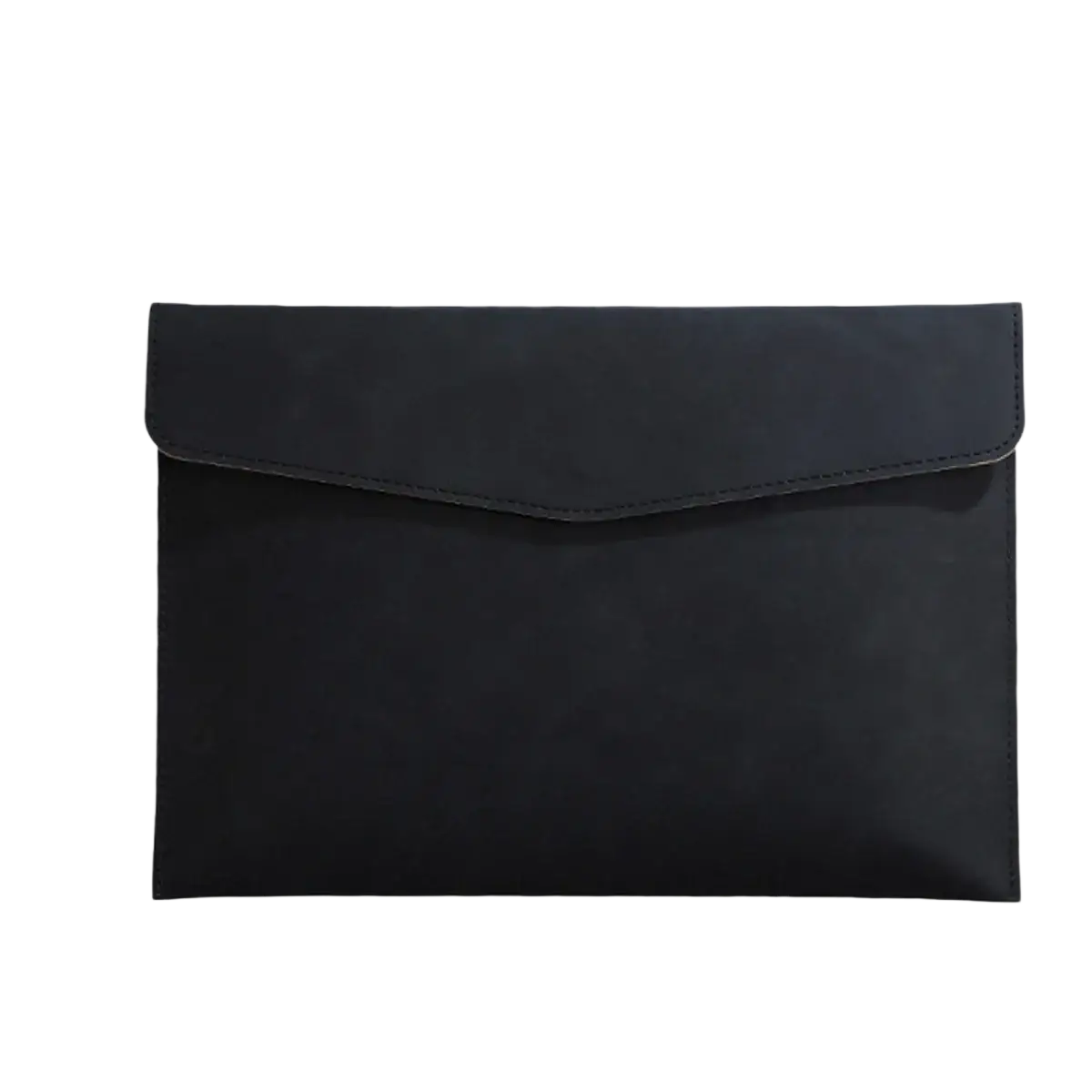 Black a5 leather waterproof document bag with minimalist design and stitched edges for sleek organization