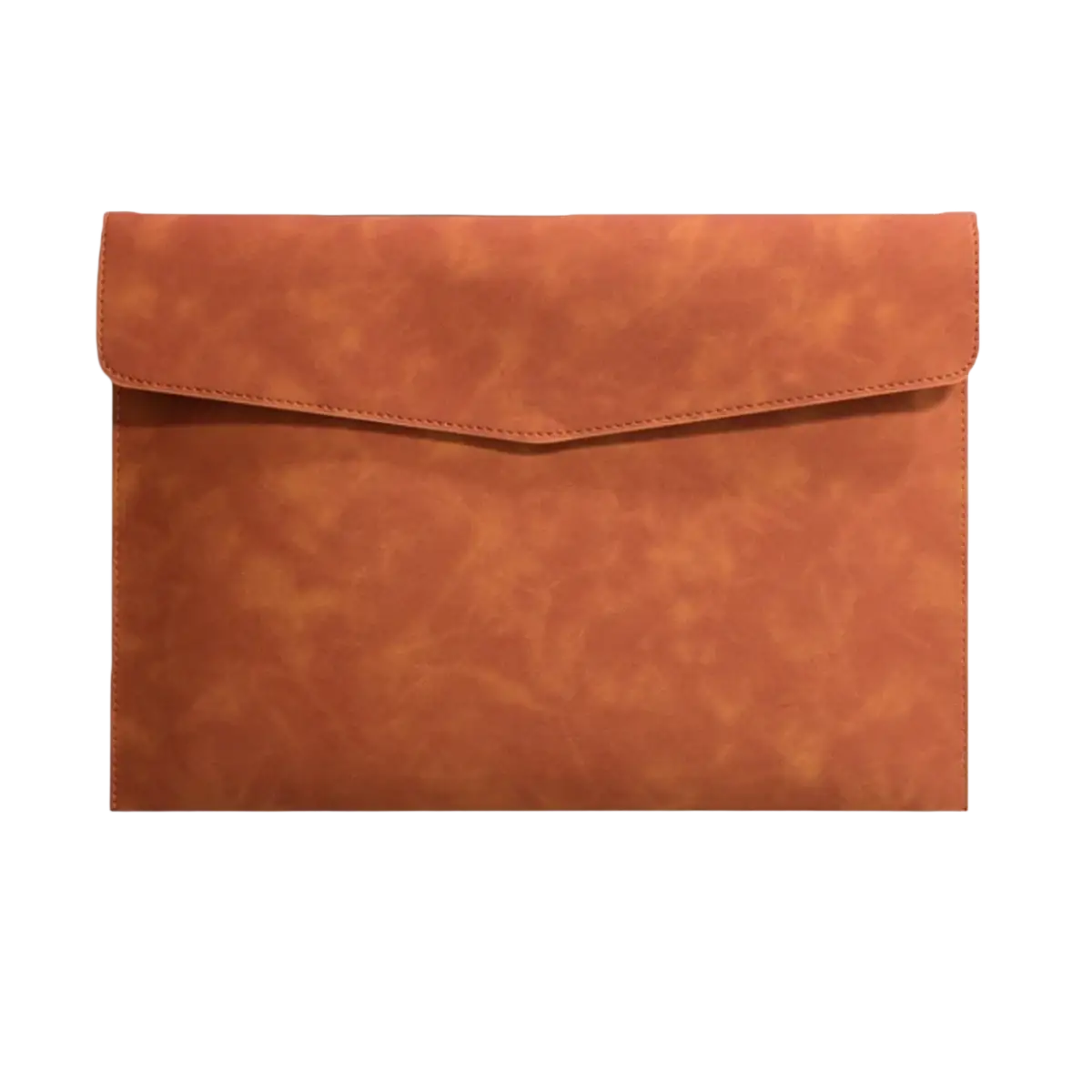Brown a4-sized waterproof leather document bag and organizer made of textured faux leather with stitched edges