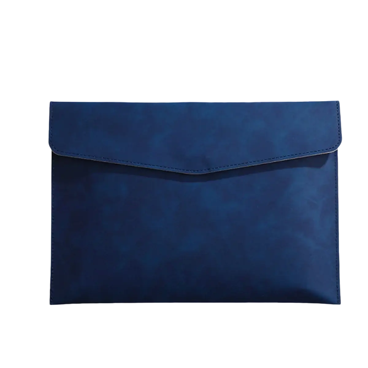 A navy blue A5 waterproof leather document bag with a faux-leather finish and stitched edges for organizers