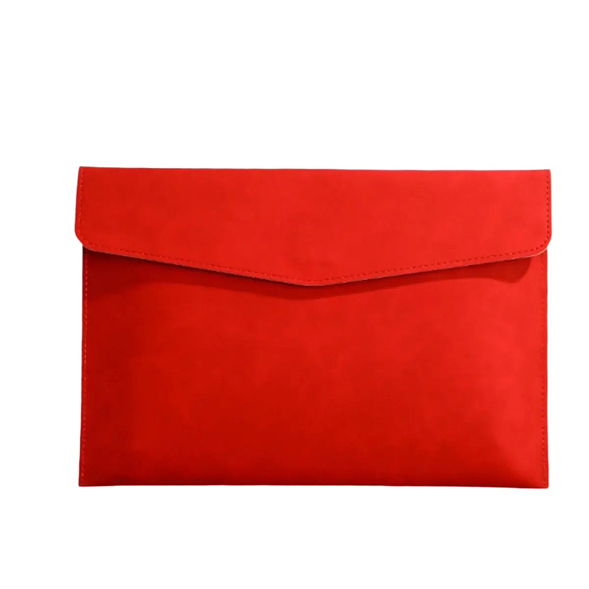 Red a5 suede leather document bag with flap closure waterproof organizer for a4 a5 documents