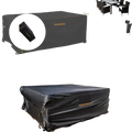 Black waterproof outdoor furniture cover in oxford fabric with reinforced stitching and zipper closure for outdoor use