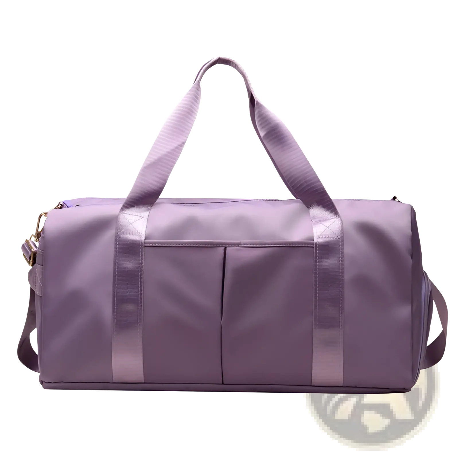 Purple waterproof oxford nylon travel duffel bag with reinforced straps and front pocket for gym and sports use