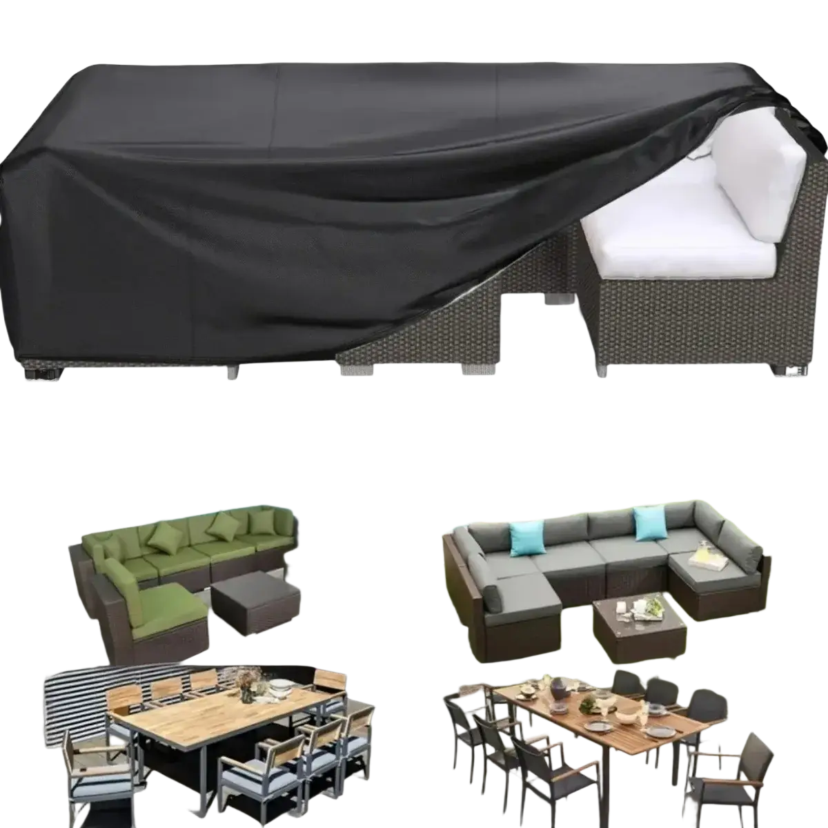 Black waterproof outdoor furniture cover made of polyester for rectangular patio furniture l w h contact customer service