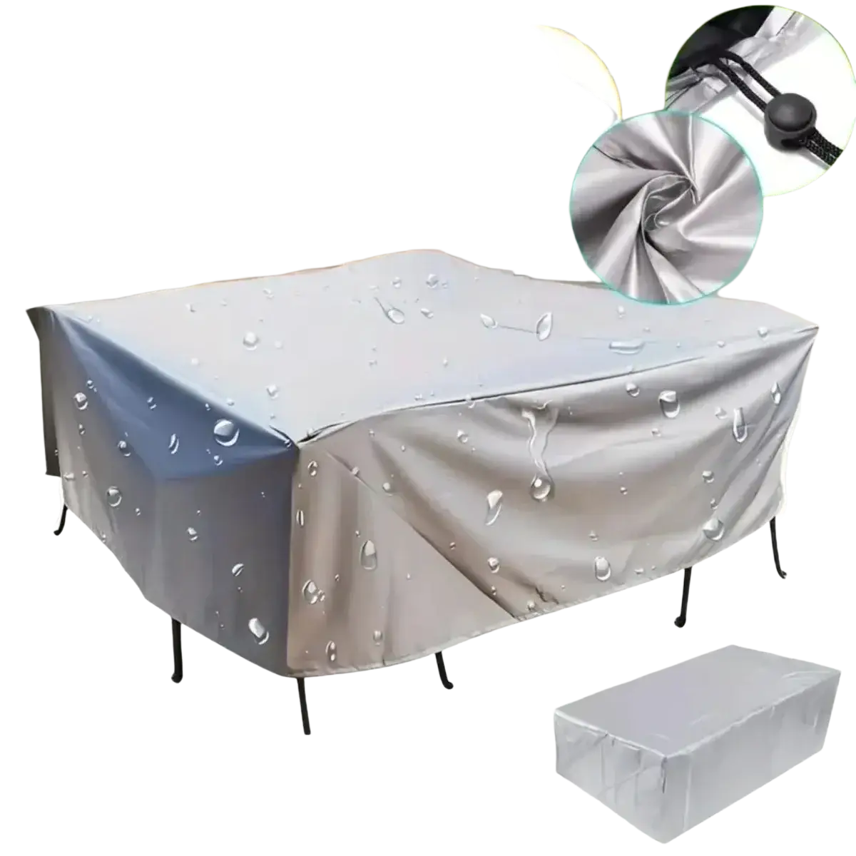 Silver waterproof rectangular patio furniture cover polyester with water-resistant dust-proof and anti-uv features l*w*h contact customer service