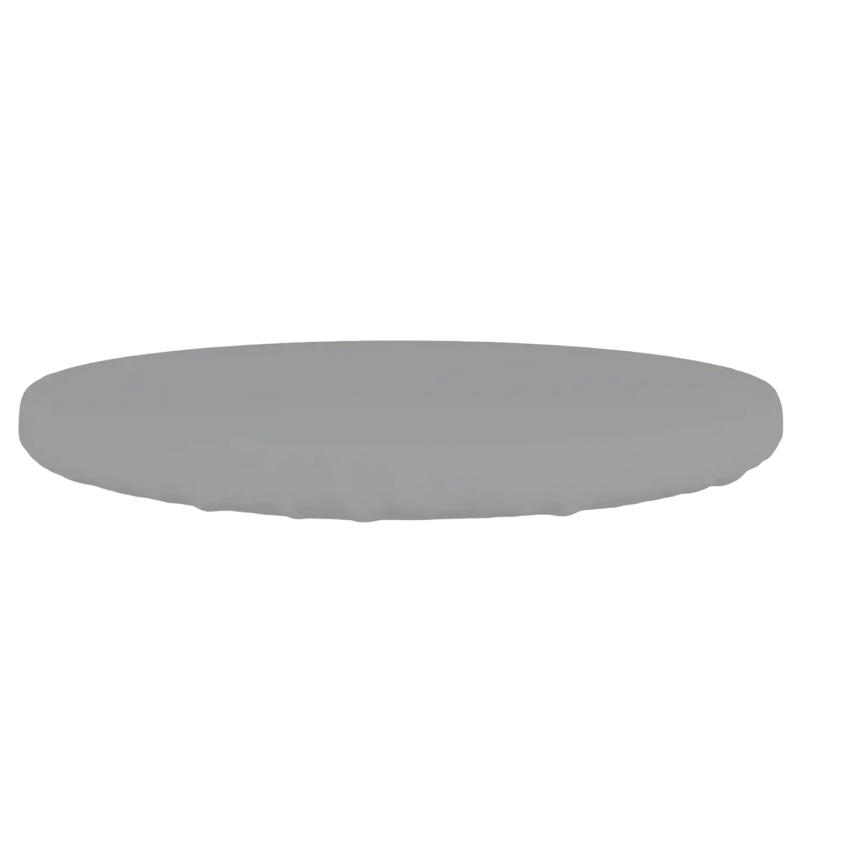 Gray oval-shaped waterproof outdoor cushion measuring 137cm by 10cm for garden table use