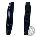 Black waterproof running belt with white zipper accents and adjustable strap for anti-theft fitness use