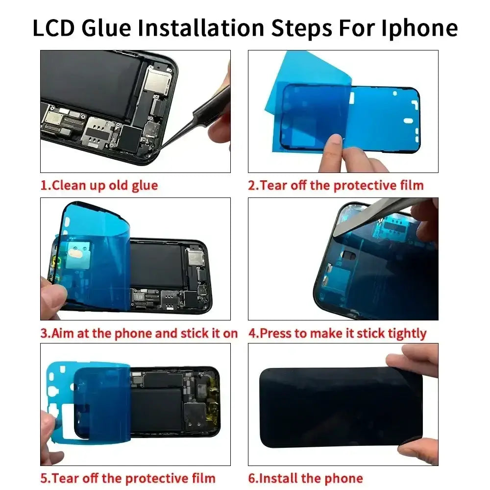 Blue lcd screen protector film with waterproof seal sticker for iphone 16 15 14 pro max waterproof seal