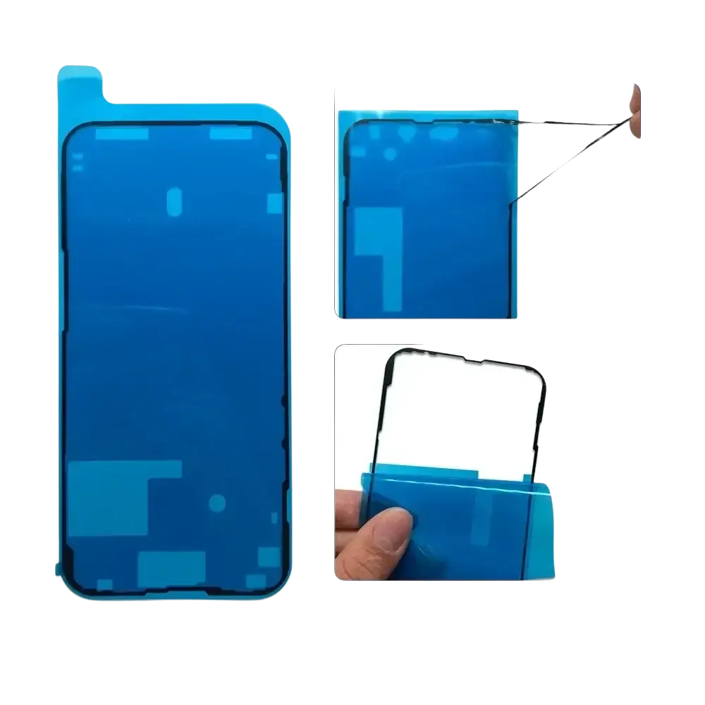 Blue tempered glass screen protector with waterproof seal sticker for iphone 16 15 14 pro max models