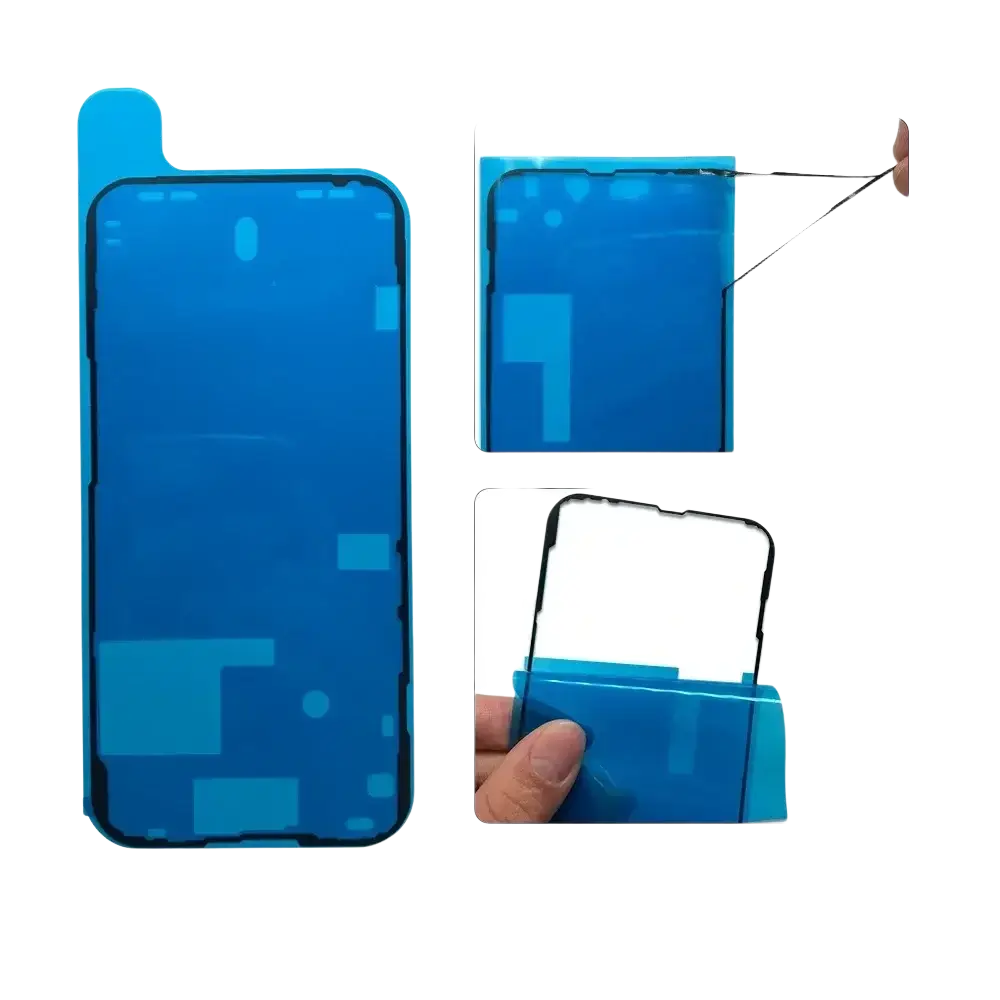 Blue tempered glass screen protector with waterproof seal sticker for iphone 16 15 14 pro max models