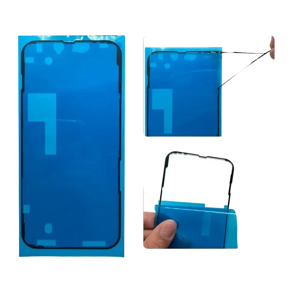 Blue tempered glass screen protector with waterproof seal sticker for iphone 16 15 14 pro max models