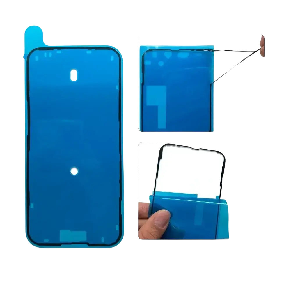 Blue tempered glass screen protector with waterproof seal sticker for iphone 16 15 14 pro max models