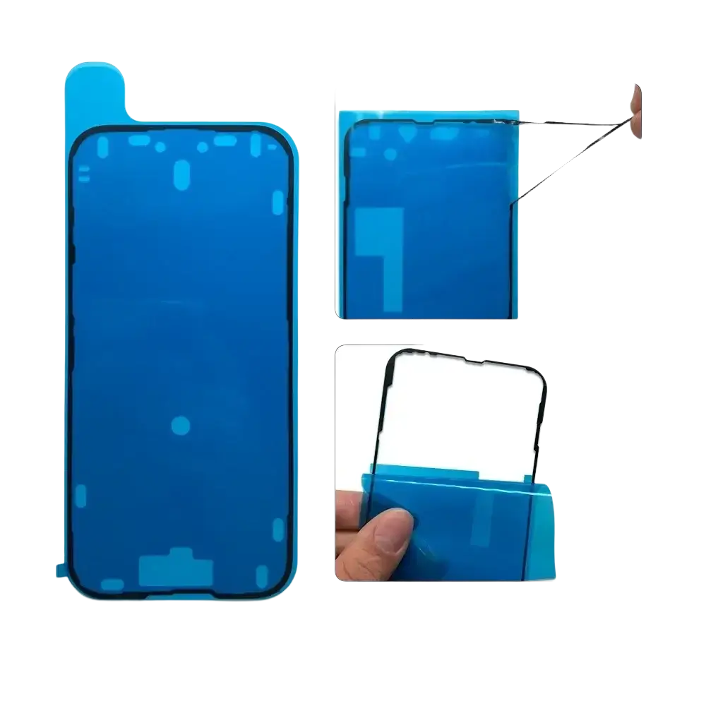 Blue tempered glass screen protector with waterproof seal sticker for iphone 16 15 14 pro max models