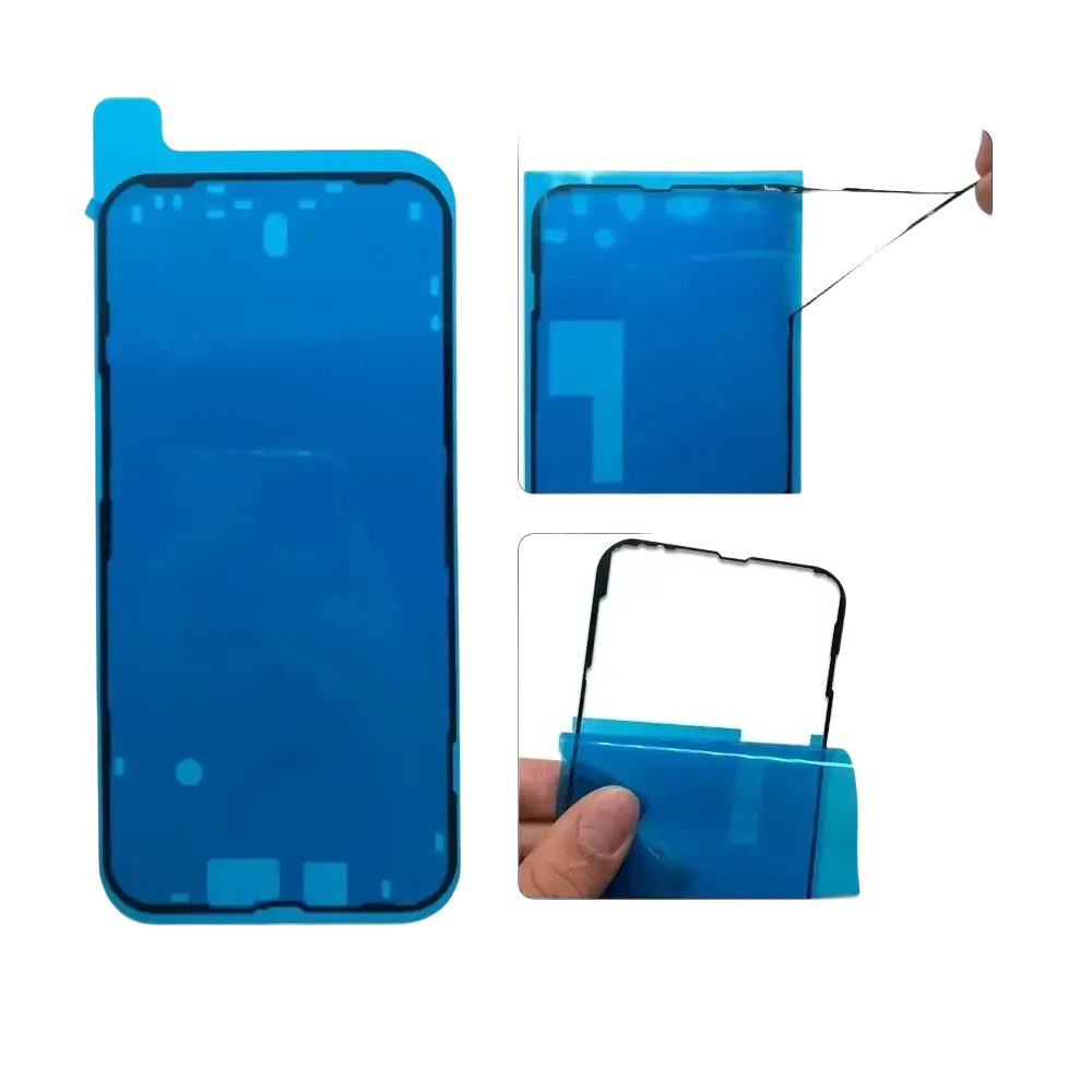 Blue tempered glass screen protector with waterproof seal sticker for iphone 16 15 14 pro max smartphone