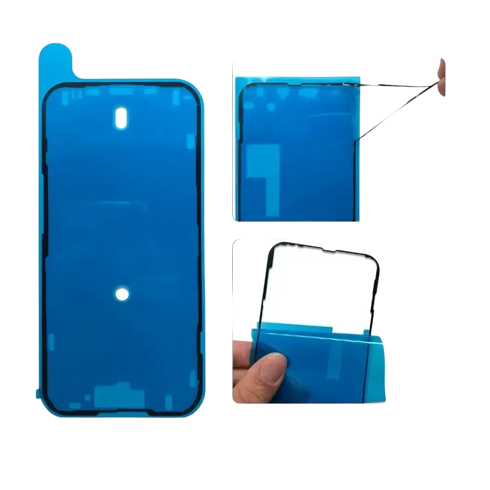 Blue tempered glass screen protector with waterproof seal sticker for iphone 16 15 14 pro max models