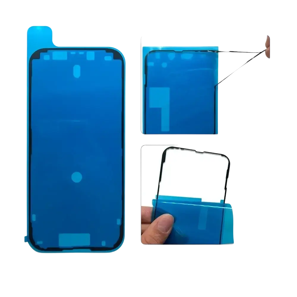 Blue tempered glass screen protector with waterproof seal sticker for iphone 16 15 14 pro max models