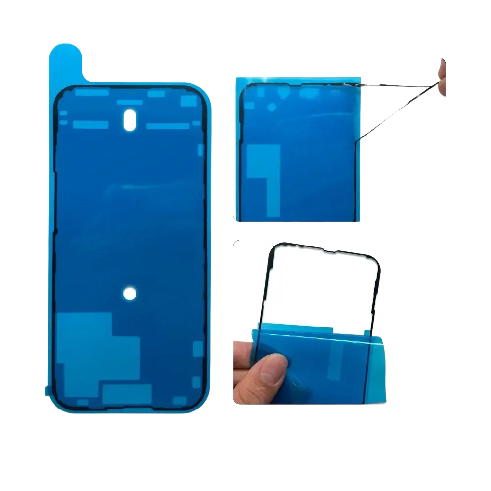 Blue waterproof seal sticker film for iphone 15 pro back side with mini adhesive lcd for pro max plus models