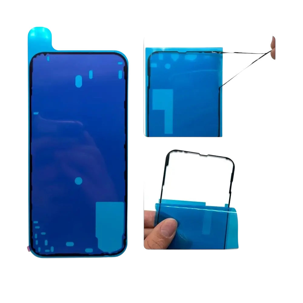 Blue tempered glass screen protector with waterproof seal sticker for iphone 16 pro max plus mini adhesive lcd