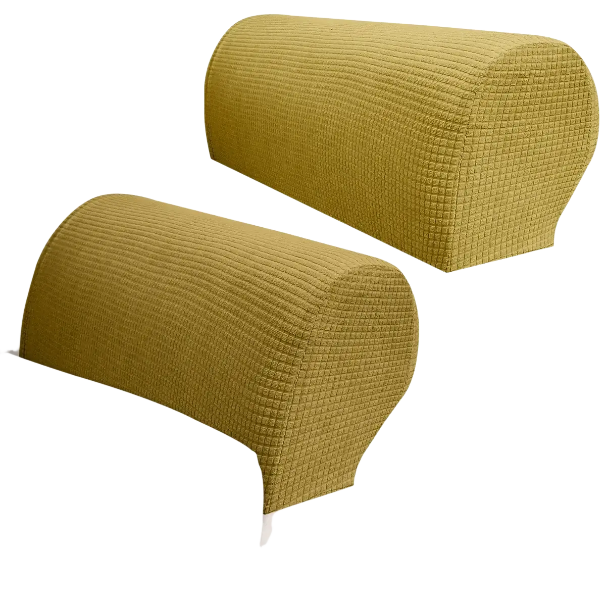 Olive green textured spandex armrest cover for white sofa with waterproof stretch fit design