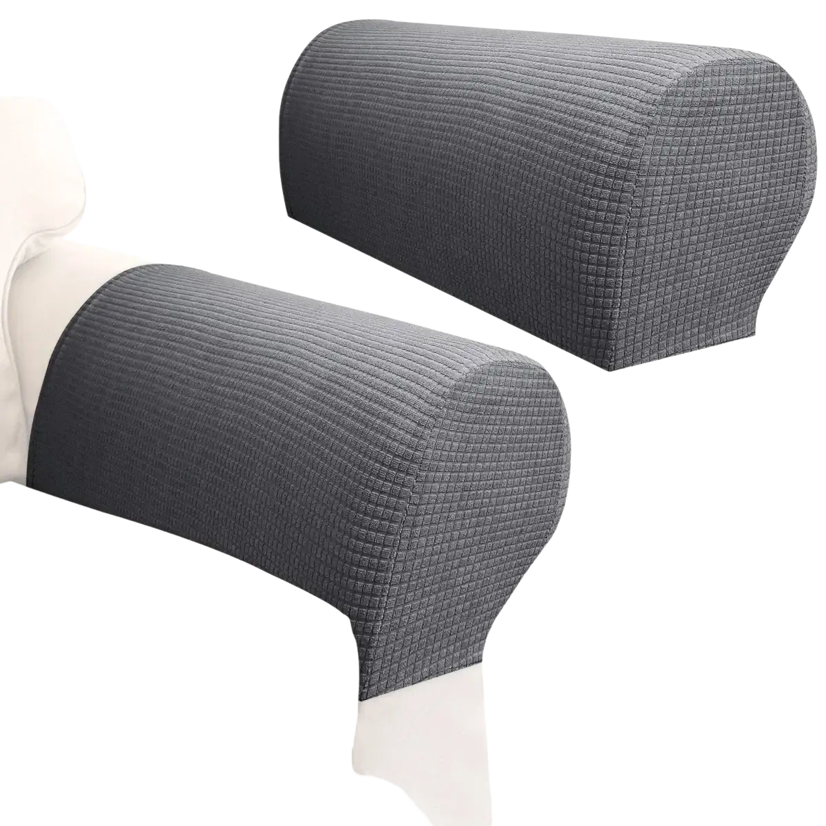Gray ribbed waterproof stretch spandex armrest cover designed for durability and protection