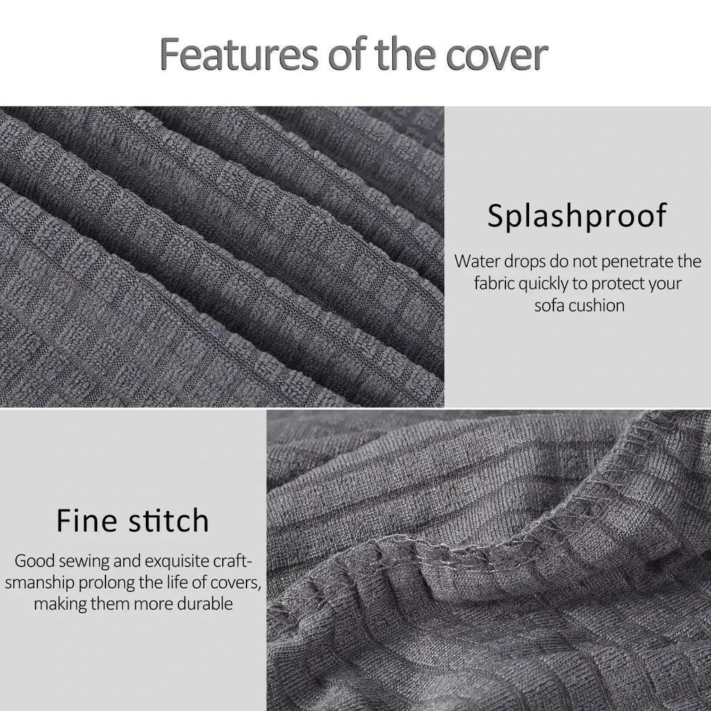 Dark gray textured spandex armrest cover with fine stitching and splashproof design for waterproof protection