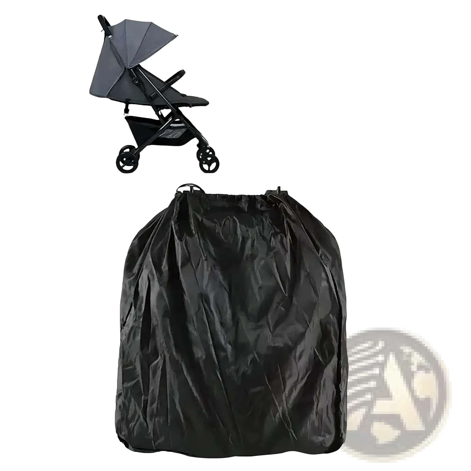 Black waterproof stroller travel bag backpack with drawstring closure designed for secure outdoor protection