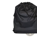 Black waterproof stroller travel bag backpack with drawstring designed for compact foldable baby carriage back view
