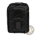 Black sleek rectangular waterproof travel shoe bag made of durable nylon with textured finish and reinforced zippers