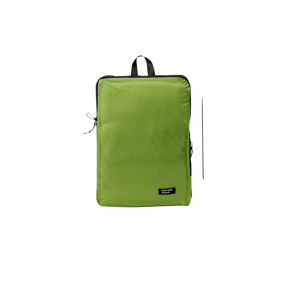 A compact lime green waterproof travel toiletry bag with black trim and a top handle for lightweight organizing