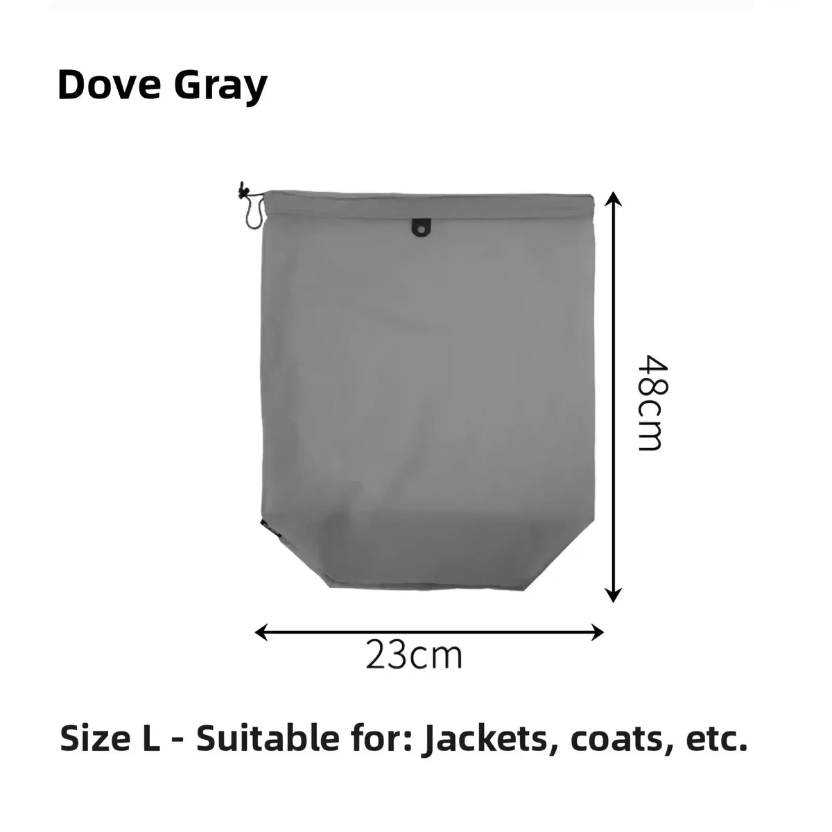 Dove gray waterproof travel toiletry bag in large size with drawstring closure lightweight organizer