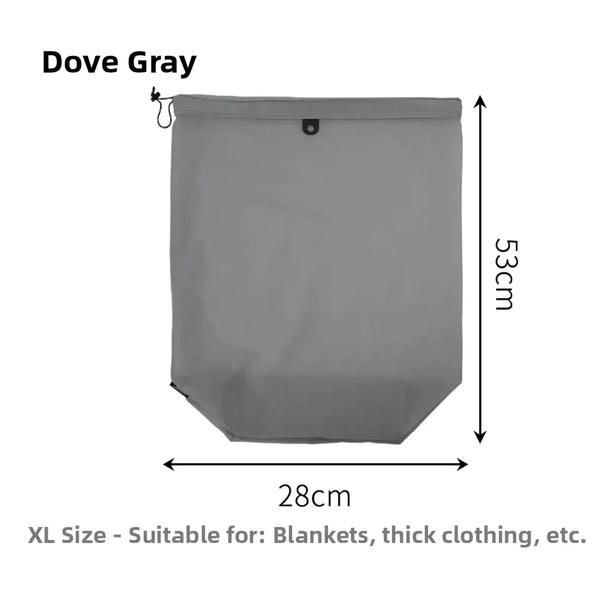 Dove gray xl laundry bag with drawstring closure made of durable fabric for waterproof travel toiletry organization